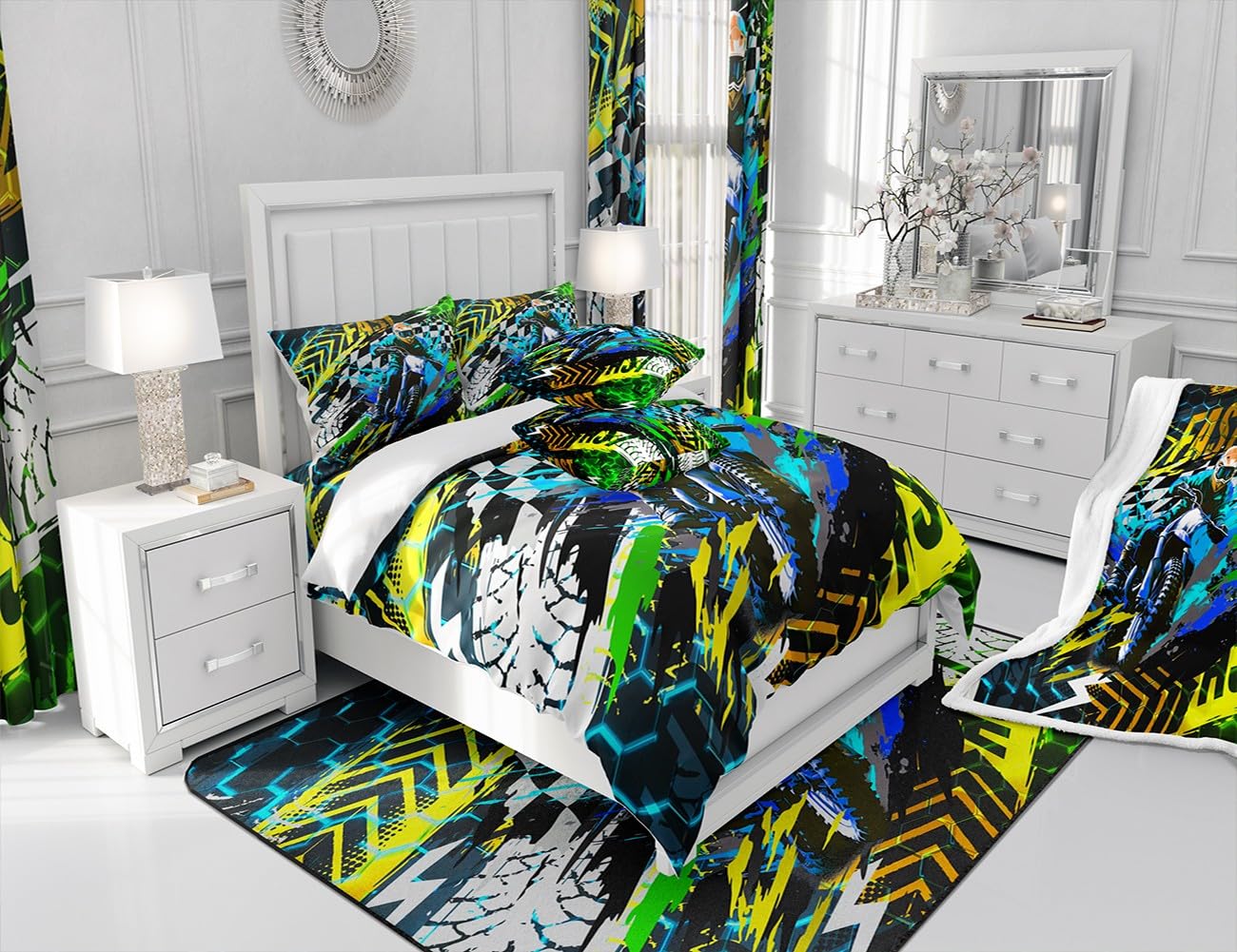 Amazon.com: Dirt Bike Bedding Set Twin Size Kids Motocross